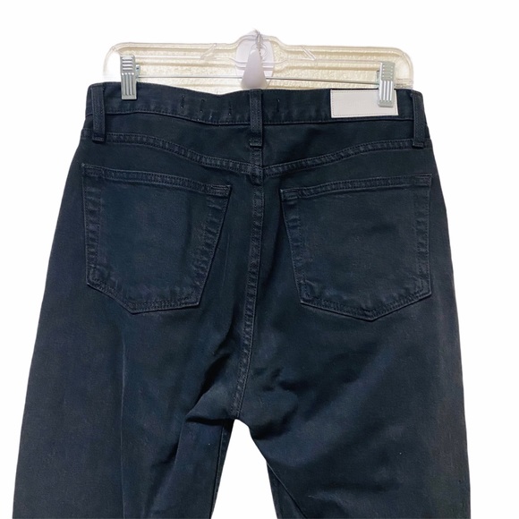 Re/Done High Rise Button Front Raw Hem Black Jeans - Picture 7 of 8